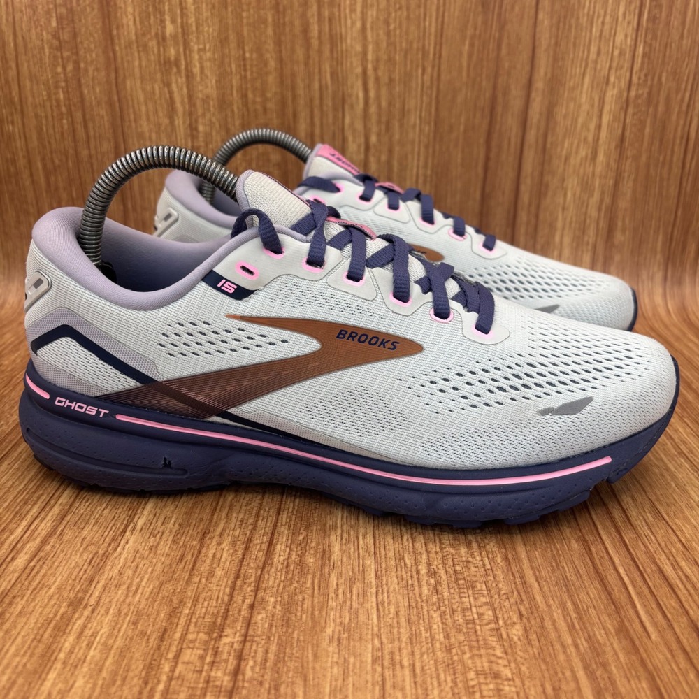 Brooks Ghost 15 Running Shoes Womens 9 Wide Oyster Pink Purple 1203801D492